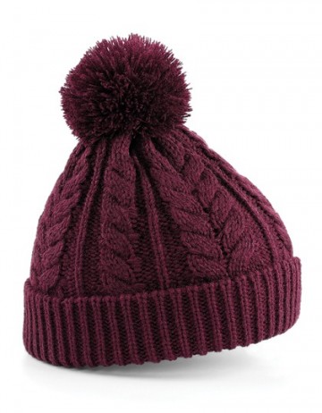 Beechfield Cable Knit Snowstar Beanie B454 bordeaux rood
