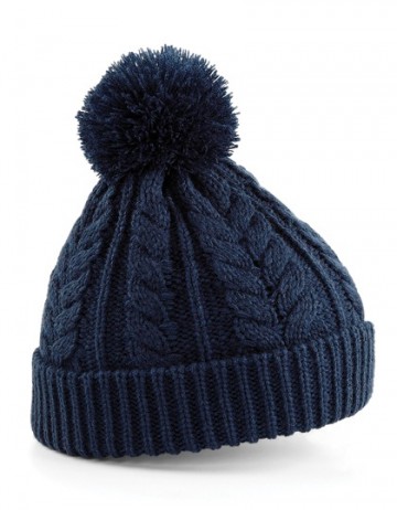 Beechfield Cable Knit Snowstar Beanie B454 frans marineblauw