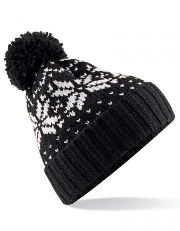 Beechfield Fair Isle Snowstar® Beanie B456 zwart / wit
