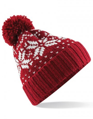 Beechfield Fair Isle Snowstar® Beanie B456 rood / wit