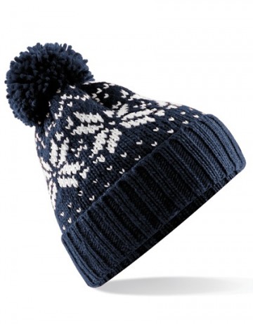 Beechfield Fair Isle Snowstar® Beanie B456 frans marineblauw / wit