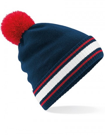 Beechfield Stadium Beanie B472 french navy classic red white
