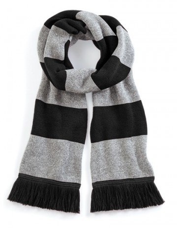 Beechfield Stadium Scarf B479 zwart / heather grijs