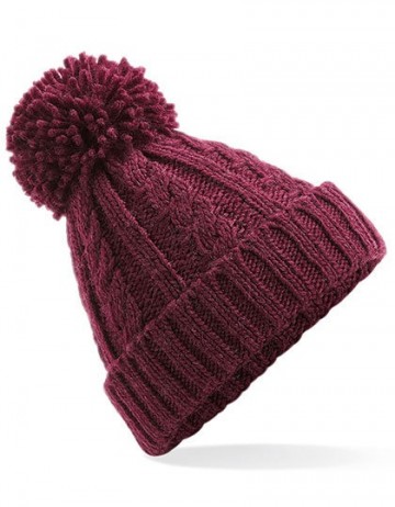 Beechfield Cable Knit Melange Beanie B480 bordeauxrood