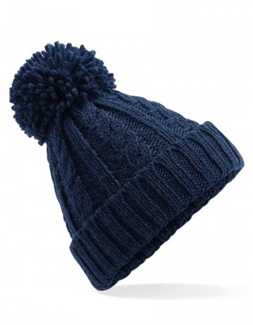 Beechfield Cable Knit Melange Beanie B480 marineblauw