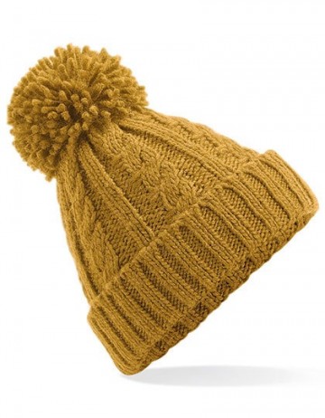 Beechfield Cable Knit Melange Beanie B480 mosterd