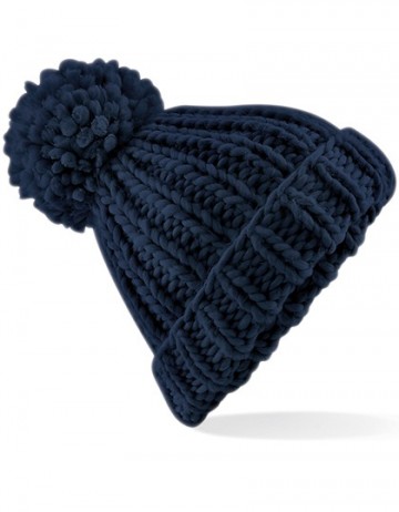 Beechfield Oversized Hand-Knitted Beanie B483 frans marineblauw