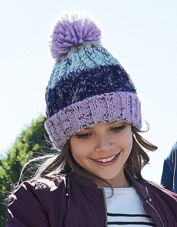 Corkscrew Pom Pom Beanie B486b
