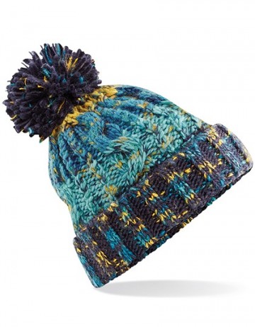 Beechfield Corkscrew Pom Pom Beanie B486 marine splash