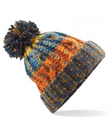 Beechfield Corkscrew Pom Pom Beanie B486 retro blues