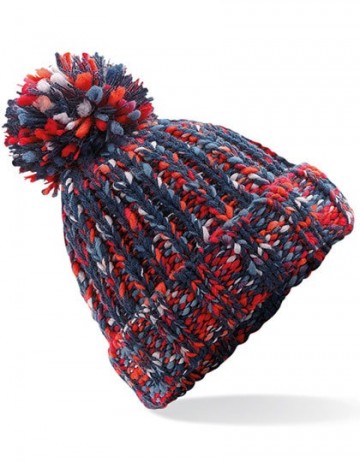 Beechfield Twister Chunky Pom Pom Beanie B487 kampvuur twist