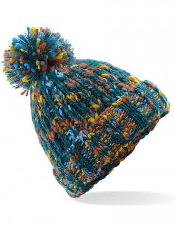 Beechfield Twister Chunky Pom Pom Beanie B487 retro twist