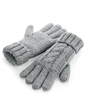 Beechfield Cable Knit Melange Gloves B497 lichtgrijs