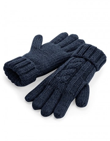 Beechfield Cable Knit Melange Gloves B497 marineblauw