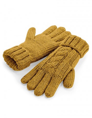 Beechfield Cable Knit Melange Gloves B497 mosterd