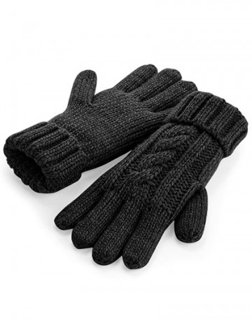 Beechfield Cable Knit Melange Gloves B497 zwart