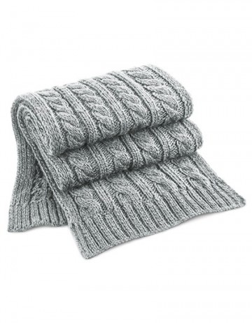 Beechfield Cable Knit Melange Scarf B499 lichtgrijs