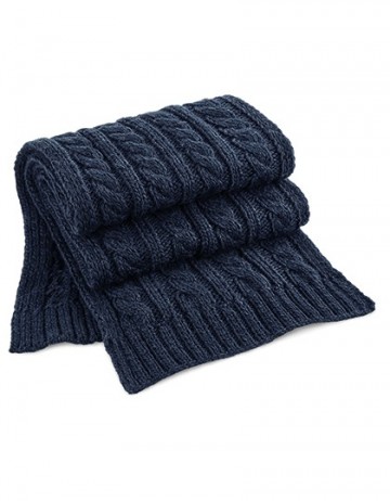 Beechfield Cable Knit Melange Scarf B499 marineblauw