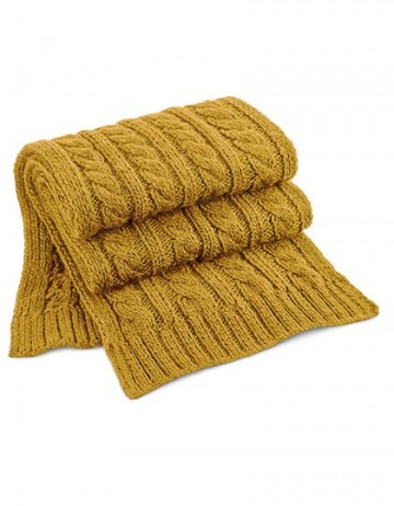 Beechfield Cable Knit Melange Scarf B499 mosterd