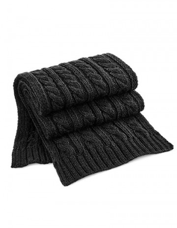 Beechfield Cable Knit Melange Scarf B499 zwart