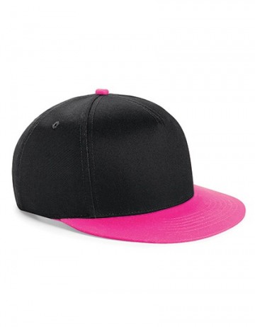 Beechfield Youth Size Snapback B615 zwart / fuchsia
