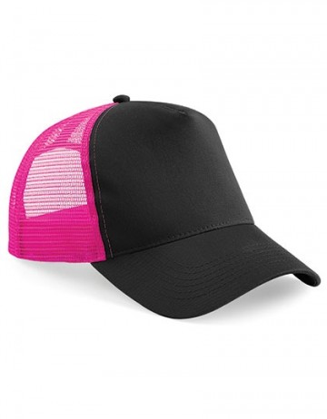 Beechfield Snapback Trucker B640 zwart / fuchsia