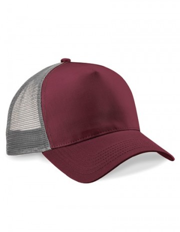 Beechfield Snapback Trucker B640 bordeaux rood / licht grijs