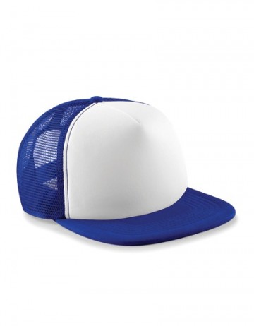 Beechfield Junior Vintage Snapback Trucker B645b helder koningsblauw / wit