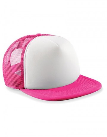 Beechfield Junior Vintage Snapback Trucker B645b fuchsia / wit