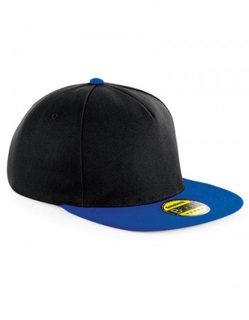Beechfield Original Flat Peak Snapback B660 zwart / helder koningsblauw