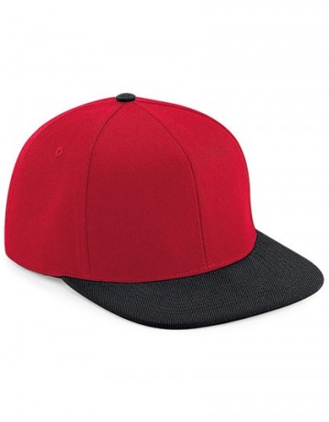 Beechfield Original Flat Peak 6 Panel Snapback B661 rood zwart