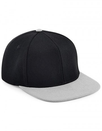 Beechfield Original Flat Peak 6 Panel Snapback B661 zwart grijs