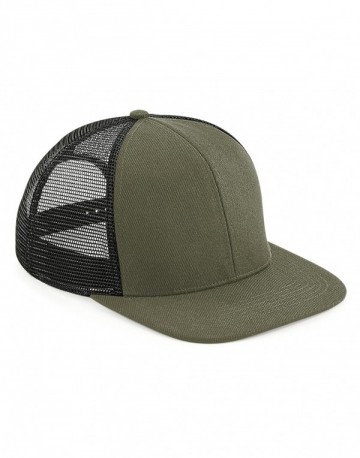 Beechfield Original Flat Peak Trucker B664 olijfgroen zwart