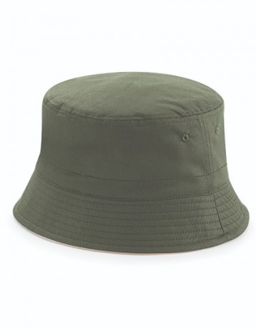 Beechfield Reversible Bucket Hat B686 olijfgroen / steen