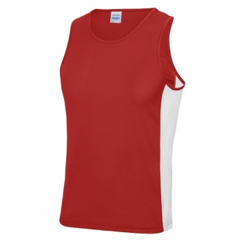 AWDis Cool Contrast sporthemd Vuurrood / Artic wit