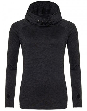 JC038 Girlie Cool Cowl Neck Top black slate melange