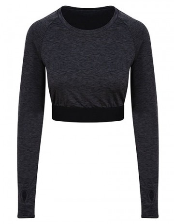 JC039 AWDis dames Crop T met LM black slate melange