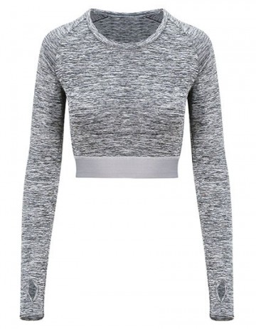 JC039 AWDis dames Crop T met LM grey melange
