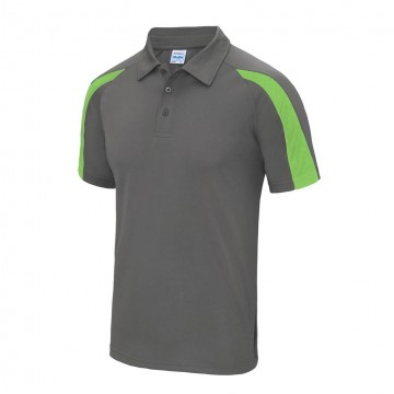JC043 AWDis Contrast Cool polo charcoal lime green