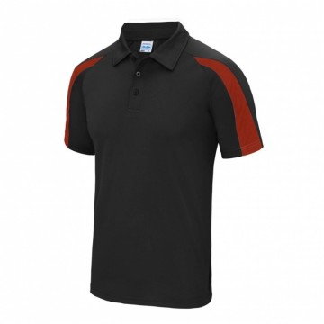 JC043 AWDis Contrast Cool polo Jet zwart / Vuurrood