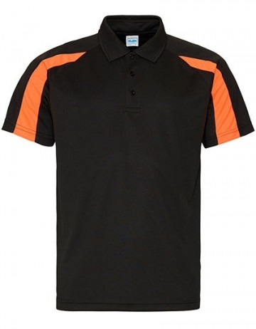 JC043 AWDis Contrast Cool polo jet zwart electric oranje