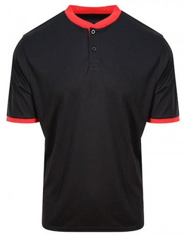 AWDis Cool Stand Collar Sport polo jet black / fire red
