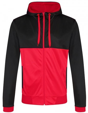 JC061 AWDis Cool Retro Track Zoodie jet black / fire red