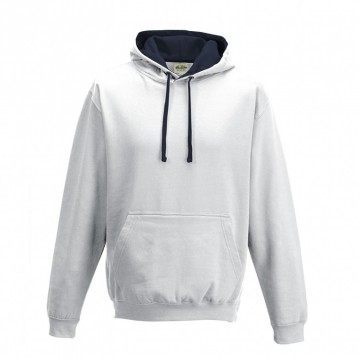 JH003 AWDis Varsity Hoodie Artic wit / Frans marineblauw
