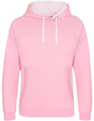 JH003 AWDis Varsity Hoodie baby roze artic wit