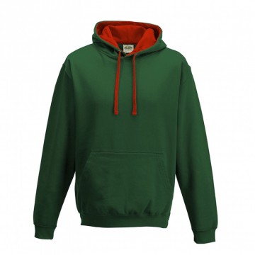 JH003 AWDis Varsity Hoodie Flessengroen / Vuurrood