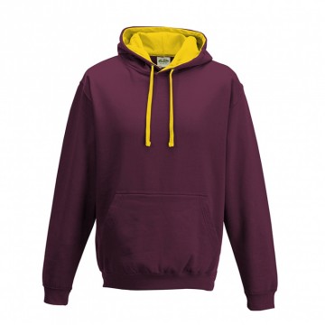 JH003 AWDis Varsity Hoodie burgundy / Goudgeel