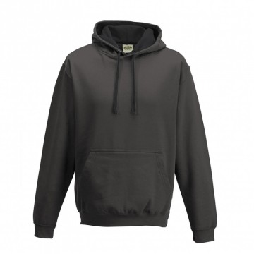 JH003 AWDis Varsity Hoodie Houtskool grijs / Jet zwart