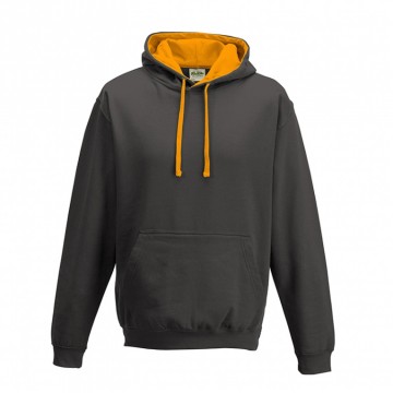 JH003 AWDis Varsity Hoodie Houtskool grijs / Oranje crush