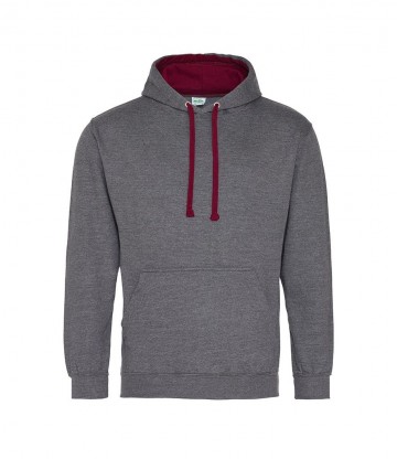 JH003 AWDis Varsity Hoodie Houtskool / Burgundy